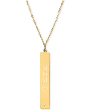 Shop Sarah Chloe Diamond Accent Mom Bar Pendant Necklace In 14k Gold Over Silver, 18" (also Available In Sterling Sil