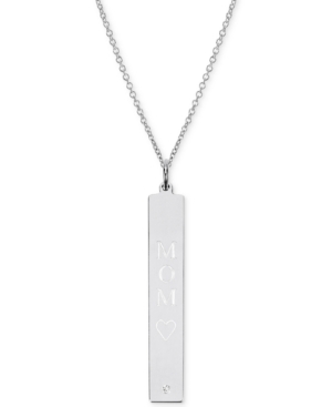 Sarah Chloe Diamond Accent Mom Bar Pendant Necklace In 14k Gold Over Silver, 18" (also Available In Sterling Sil In Sterling Silver