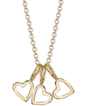 Sarah Chloe Triple Heart Charms Pendant Necklace, 18" In Gold Over Silver