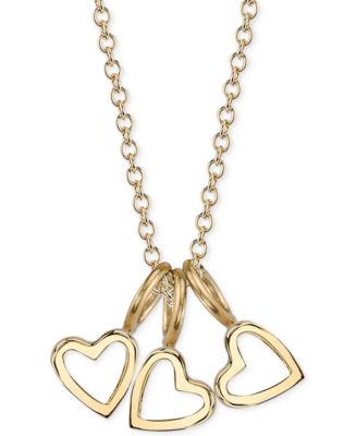 アクセサリー Chloe Triple Heart Double Gold Necklace Sarah Chloe Triple Heart Charms Pendant Necklace, 18