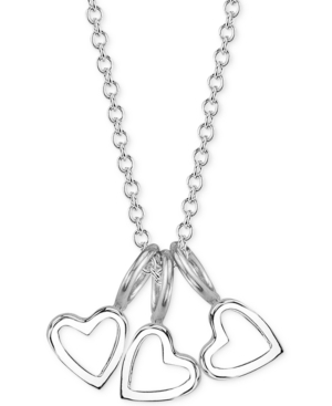 Shop Sarah Chloe Triple Heart Charms Pendant Necklace, 18" In Sterling Silver