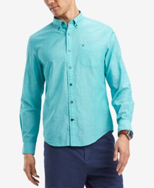 TOMMY HILFIGER MEN'S SOUTHERN PREP COTTON LINEN BLEND SHIRT, CREATED FOR MACY'S