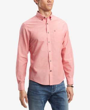 TOMMY HILFIGER MEN'S SOUTHERN PREP COTTON LINEN BLEND SHIRT, CREATED FOR MACY'S