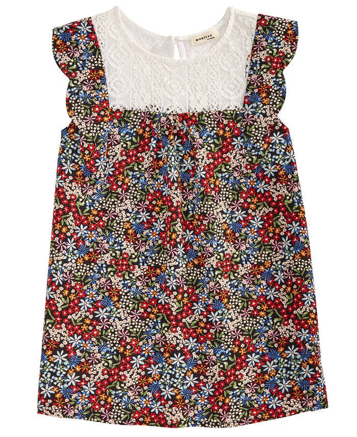 Lot De 4 Débardeurs Fille – Nœuds Et Dentelle / Imprimé Floral – 95% Coton – Tailles Filles