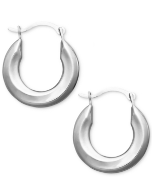 image of Small Polished Tube Hoop Earrings in 10k Gold and White Gold