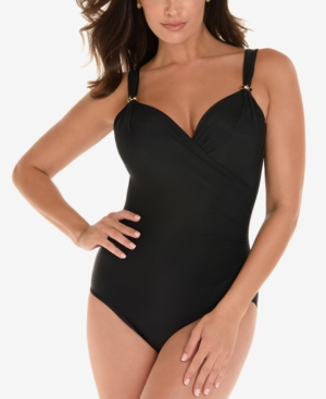 Shop Miraclesuit Razzle Dazzle Siren Twist-front Underwire Allover Slimming One-piece Swimsuit In Black