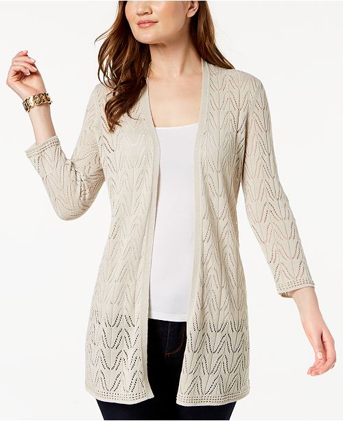 Charter Club Open-Knit Cardigan, Created for Macy's & Reviews ...