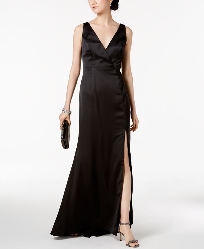 Adrianna Papell Satin Open-Back Bow Dress & Reviews - Dresses - Women ...