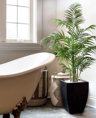 4.5' Areca Palm UV-Resistant Indoor/Outdoor Artificial Tree in Black-Washed Planter 