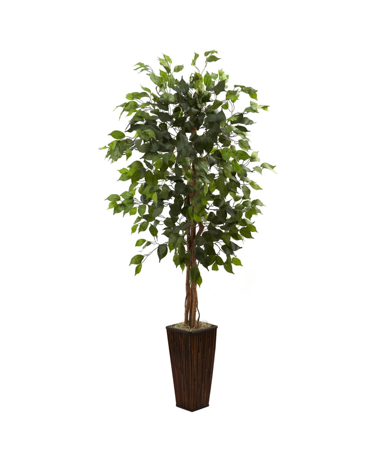 5.5' Ficus Artificial Tree in Bamboo Planter - Green