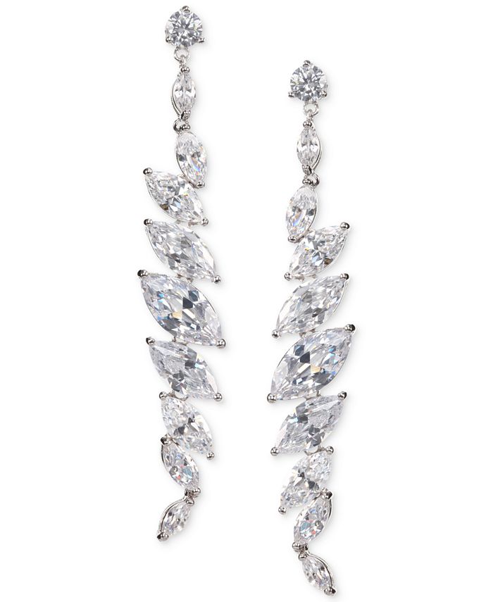 Nina SilverTone Cubic Zirconia Linear Drop Earrings Macy's