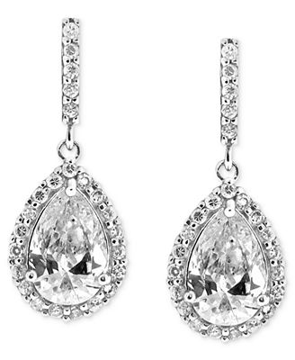 Giani Bernini Sterling Silver Earrings, Cubic Zirconia Pave Teardrop ...