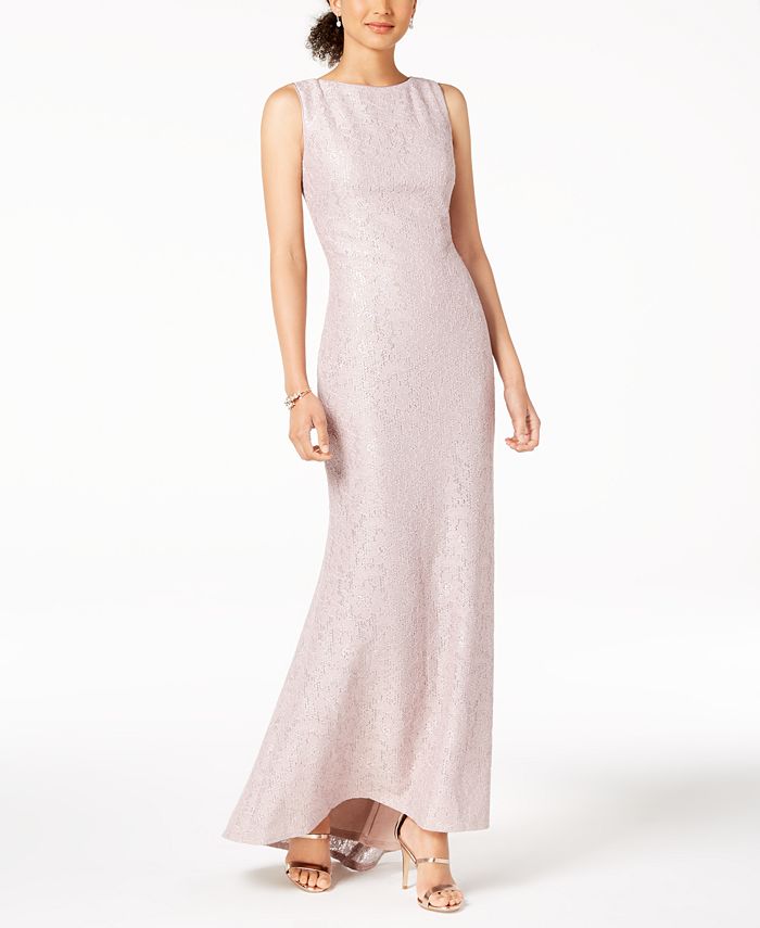 Vince Camuto Sequined Lace Scoop-Back Gown - Macy's