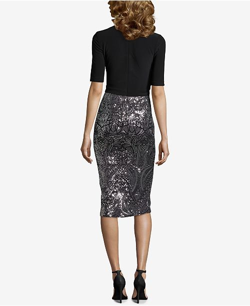 Betsy & Adam Women's Sequined Lace Sheath Dress Yellow Size 2Petite main image 1