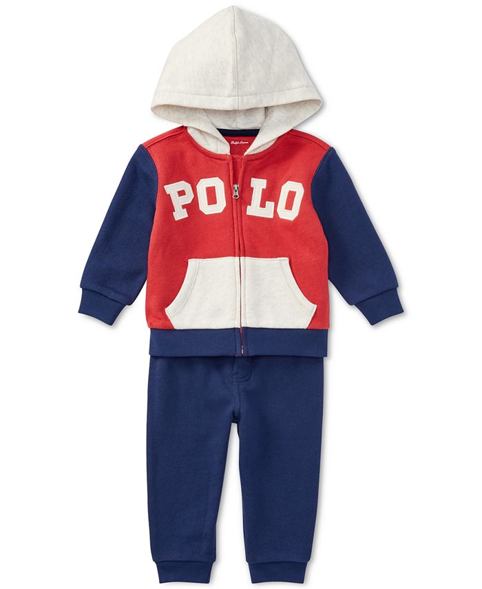Polo Ralph Lauren Baby Boys Cotton Hoodie & Jogger Pants Set - Macy's