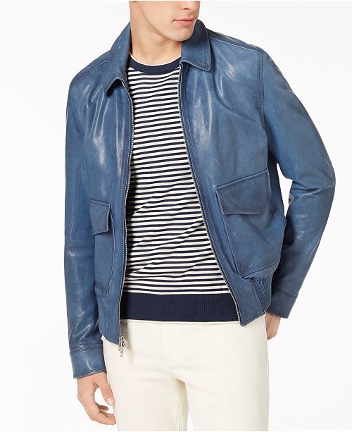 Michael Kors Men's GarmentWashed Leather Bomber Jacket & Reviews Coats & Jackets Men Macy's
