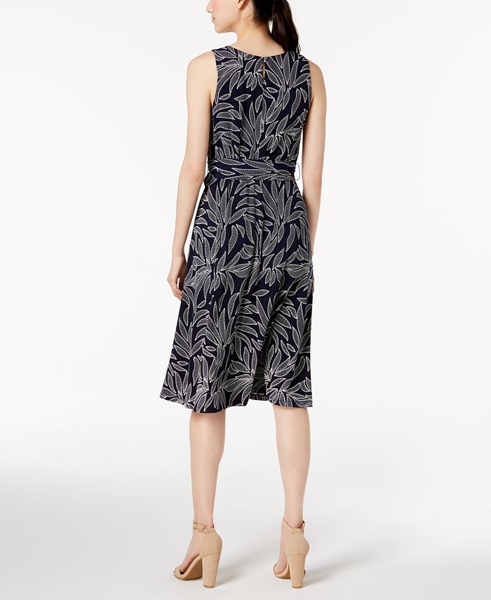 Jessica Howard Petite Printed & Belted Dress - Macy's
