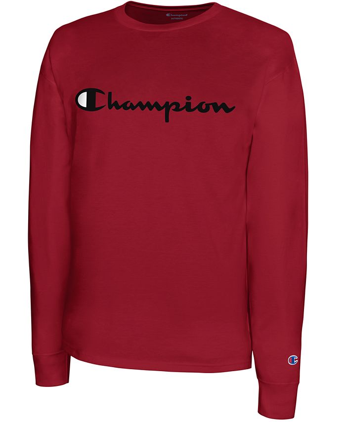Champion Men's Script Logo Long Sleeved T-Shirt - Macy's