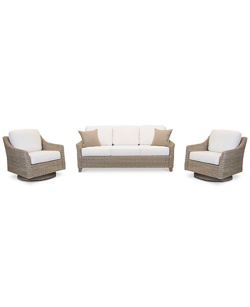 Furniture Willough Outdoor 3 Pc Set 1 Sofa 2 Swivel Gliders