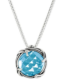 Blue Topaz Adjustable Pendant Necklace (5 ct. t.w.) in Sterling Silver