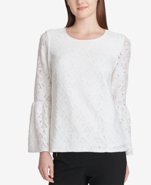 CALVIN KLEIN LACE BELL-SLEEVE TOP