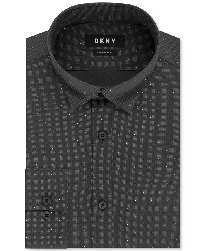 DKNY Men's Slim-Fit Performance Active Stretch Dot Dress Shirt, Created ...