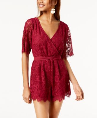 Trixxi - Juniors' Surplice Lace Romper