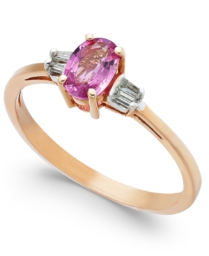 image of Pink Sapphire (3/4 ct. t.w.) & Diamond Accent Ring in 14k Rose Gold