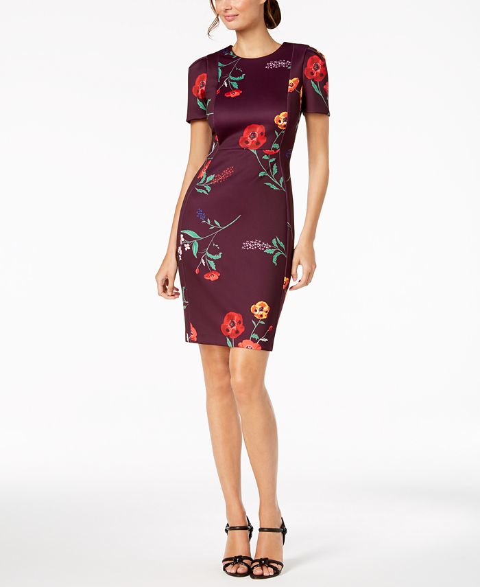 Calvin klein scuba sheath dress floral online