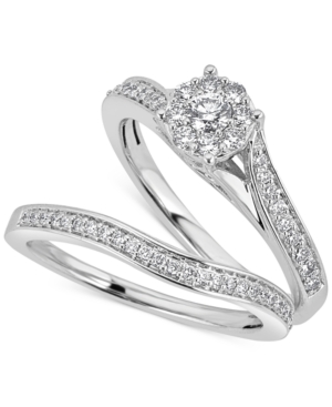 image of Diamond Halo & Pave Bridal Set (1/2 ct. t.w.) in 14k White Gold