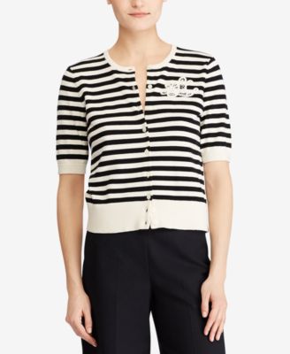 Lauren Ralph Lauren - Monogram Striped Cotton Cardigan