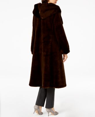 maxi faux fur coat with hood