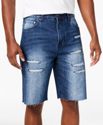 LRG - Men's Stroker Big & Tall Classic-Fit Destroyed Cutoff Denim Shorts