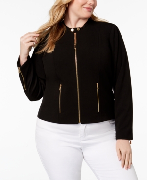 Calvin Klein Plus Size Lux Stretch Zip-Front Jacket