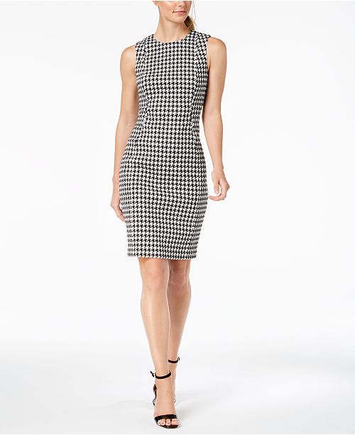 Calvin Klein Houndstooth Sheath Dress & Reviews - Dresses - Women - Macy&#39;s