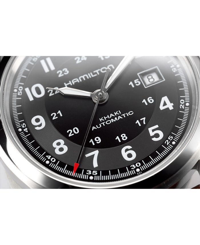 Hamilton - Watch, Men's Swiss Automatic Khaki Field Brown Leather Strap 42mm H70555533