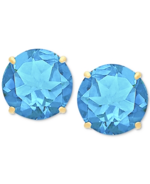 image of Blue Topaz Stud Earrings (6-3/4 ct. t.w.) in 14k Gold