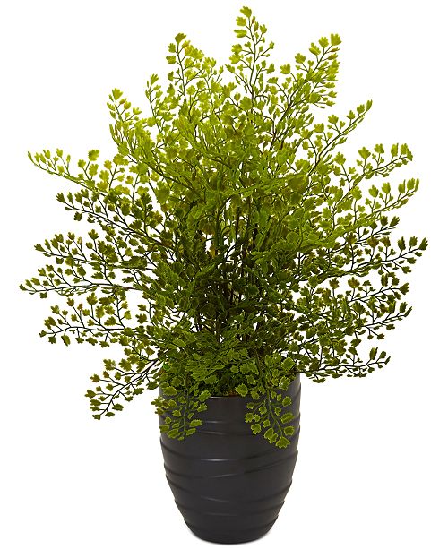 Nearly Natural Maidenhair Fern Artificial Plant in Black Ceramic Pot