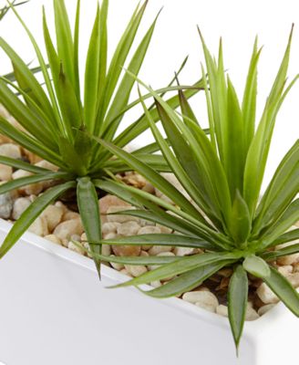 Mini Agave Artificial Plants in Rectangular Ceramic Planter