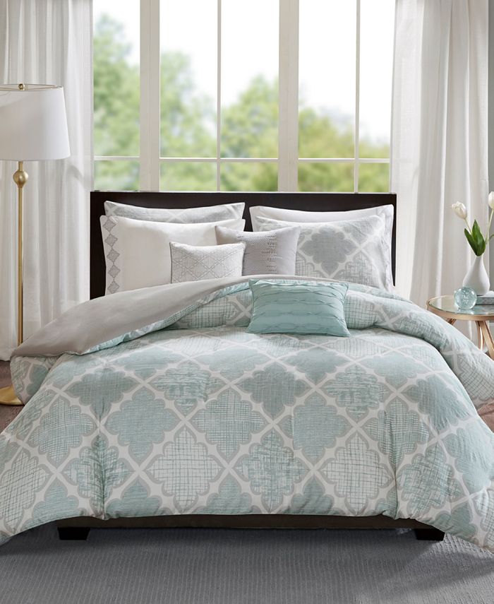 Madison Park Cadence Cotton 8Pc. Duvet Cover Set, Full/Queen Macy's