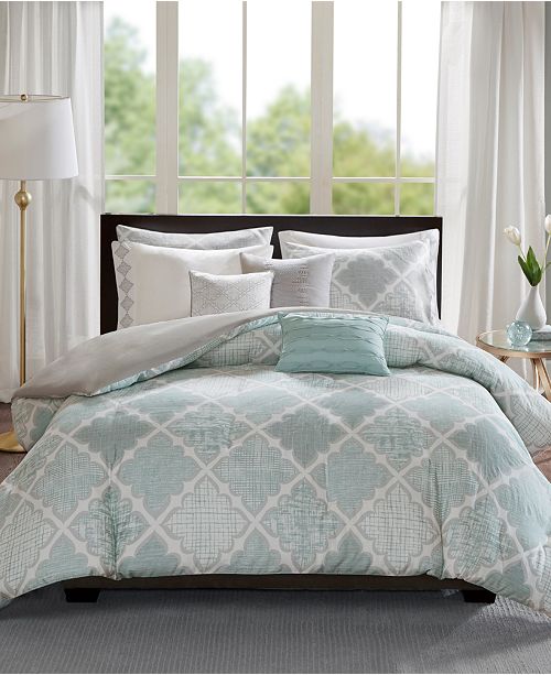 Madison Park Cadence Cotton 8 Pc Full Queen Duvet Cover Set