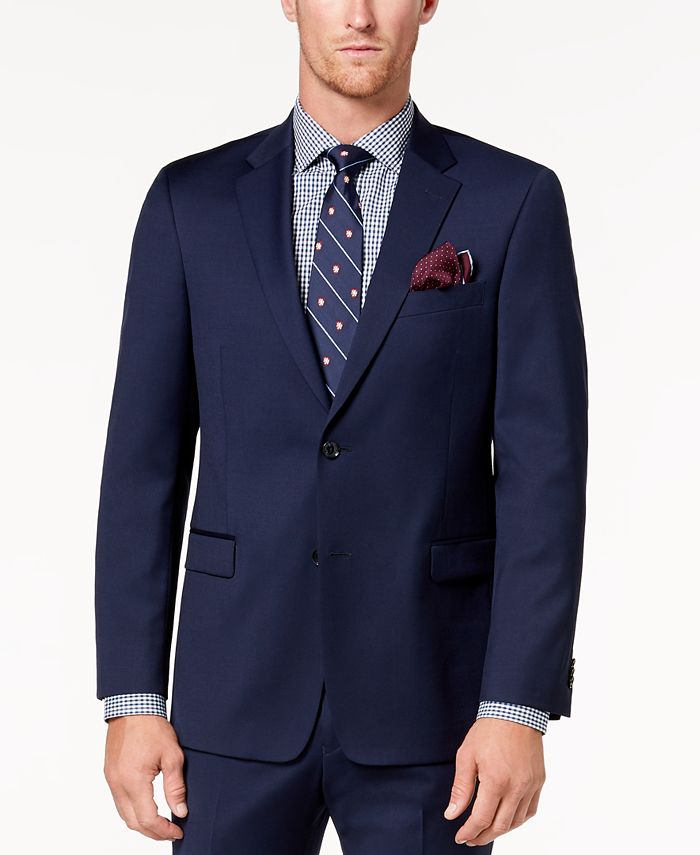 Tommy Hilfiger Men's Modern-Fit TH Flex Stretch Navy Twill Suit Jacket ...