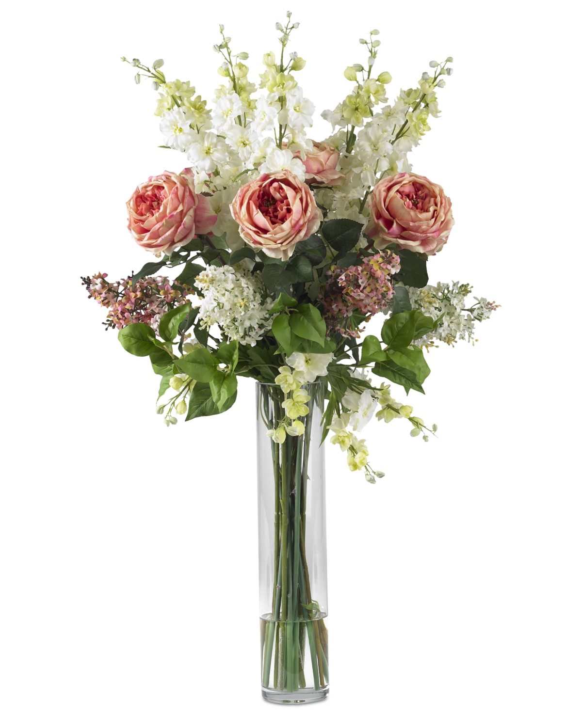 NEARLY NATURAL ROSE, DELPHINIUM & LILAC ARTIFICIAL FLOWER ARRANGEMENT 