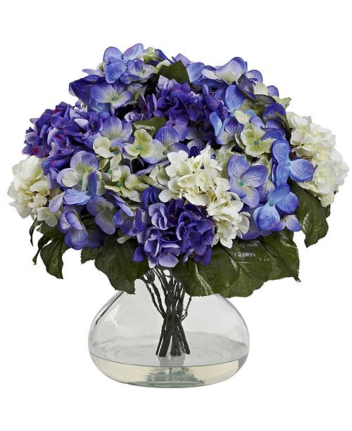 Nearly Natural Blue Hydrangea Artificial Arrangement With Large