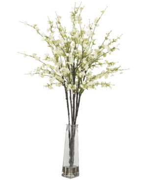 Nearly Natural Cherry Blossom Artificial Flower Arrangement In Vase In White