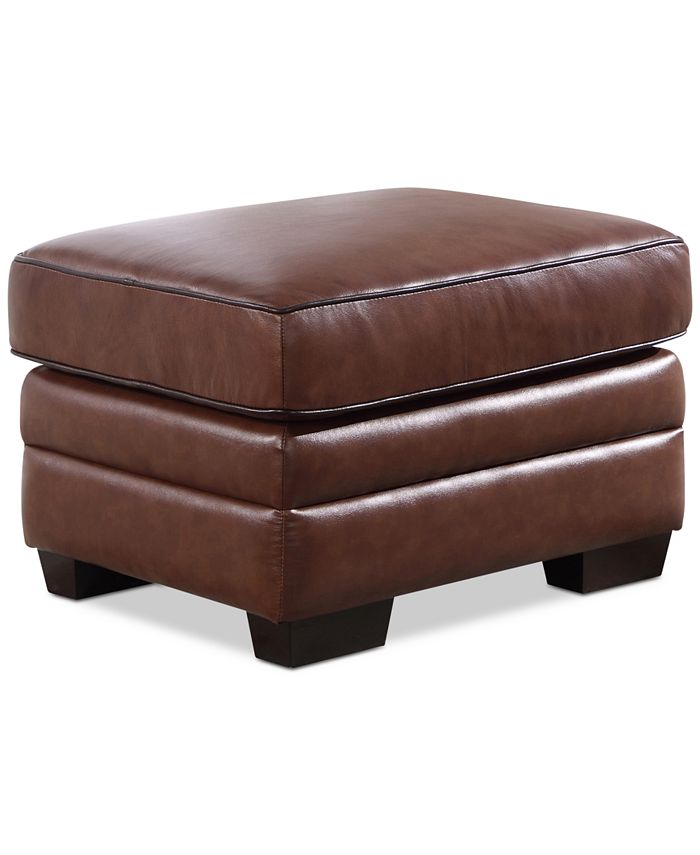 Furniture Anderson Leather Ottoman, Quick Ship Macy's