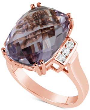 image of Rose Amethyst (9-1/2 ct. t.w.) & Diamond (1/5 ct. t.w.) Ring in 14k Gold