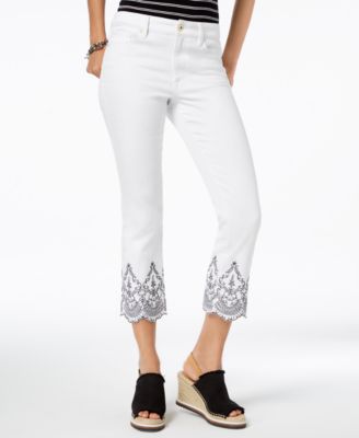 Tommy Hilfiger - Embroidered Scallop-Hem Cropped Jeans