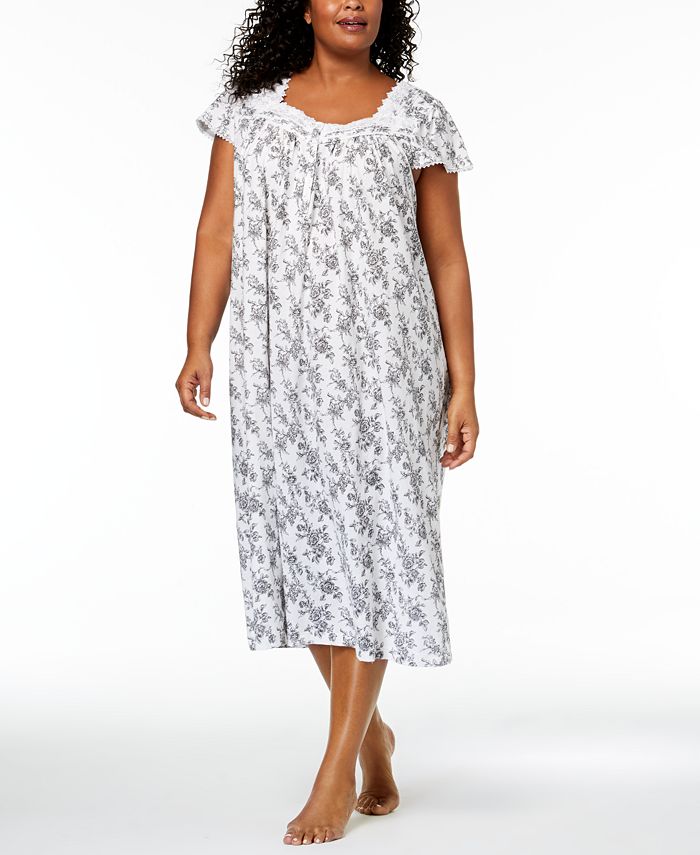 Charter Club Plus Size LaceTrim Cotton Nightgown, Created for Macy's
