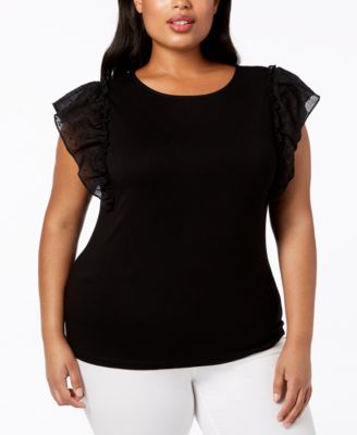 Anne Klein - Plus Size Flutter-Sleeve Top